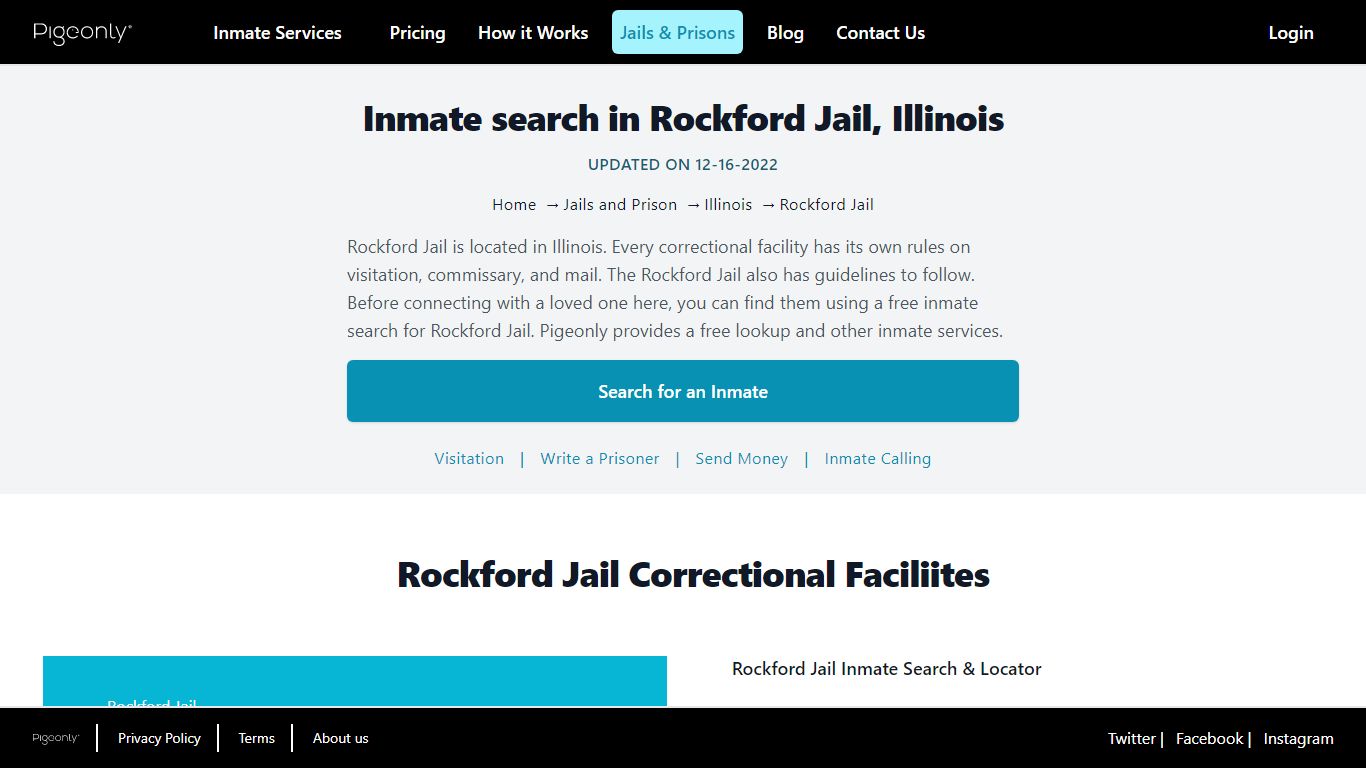 Inmate Search Rockford Jail, Illinois | Pigeonly