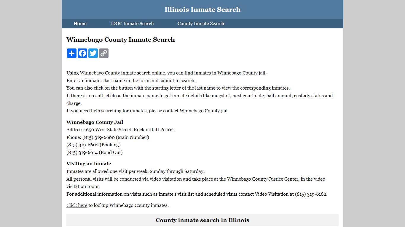 Winnebago County Inmate Search